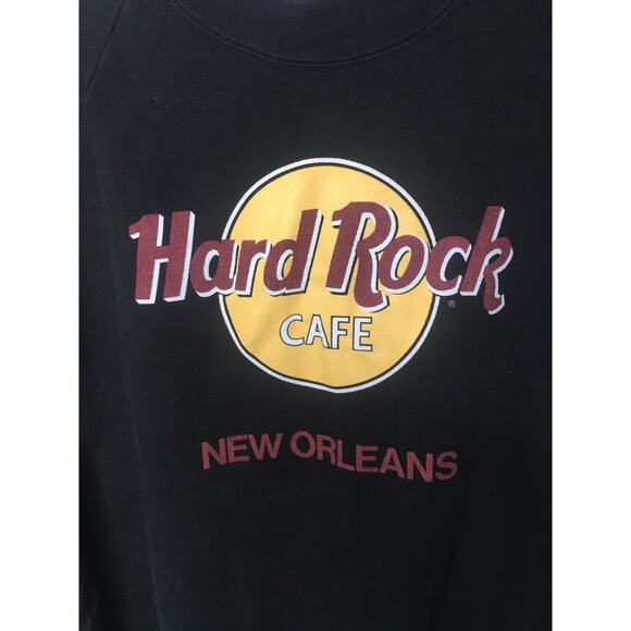Hard Rock Cafe New Orleans Black Sweatshirt Size Large Anvil USA Made 80s 90s - Picture 2 of 6